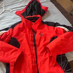 Spyder youth 16 boys ski snow jacket removable hood